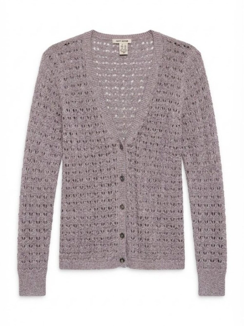 DKNY Open-Weave Button Cardigan